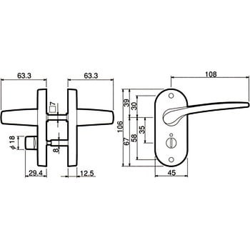 DJ20-4K-TBR DJレバー 小判座表示錠 1セット 川口技研(GIKEN) 【通販