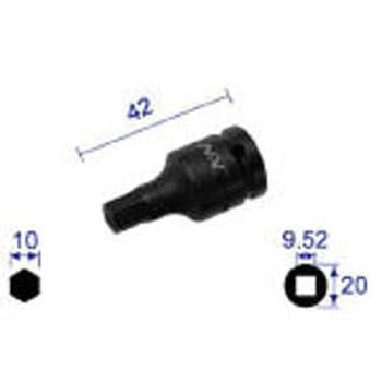 ヘキサゴンレンチソケット(ショートタイプ) (差込角9.52mm) NAC(長堀工業)