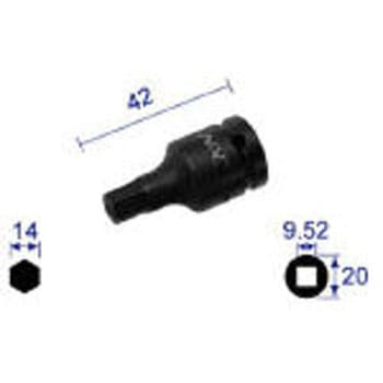 ヘキサゴンレンチソケット(ショートタイプ) (差込角9.52mm) NAC(長堀工業)