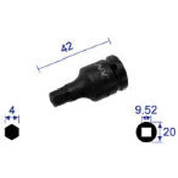 ヘキサゴンレンチソケット(ショートタイプ) (差込角9.52mm) NAC(長堀工業)