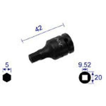 ヘキサゴンレンチソケット(ショートタイプ) (差込角9.52mm) NAC(長堀工業)