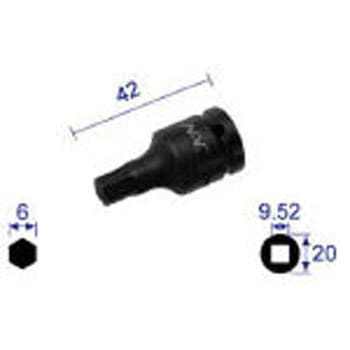 ヘキサゴンレンチソケット(ショートタイプ) (差込角9.52mm) NAC(長堀工業)