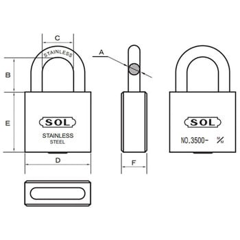 3500SD50 オールステンロック(同一鍵 番号指定なしタイプ) 1個 SOL