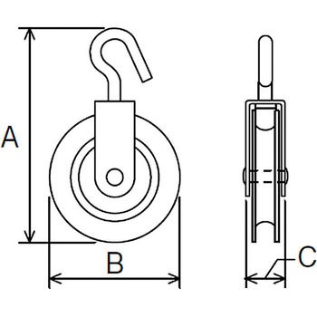 ナイロンプーリー 使用ロープ径Φ～9mm 水本機械製作所