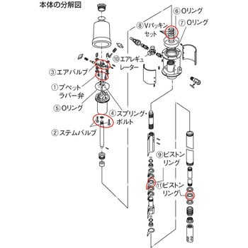 FTR-005 エアルブリケーター用パーツ(FTR-65G用) 1個 TRUSCO 【通販モノタロウ】