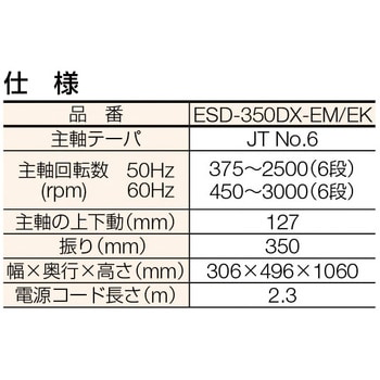 ESD-350DX-EM 卓上ボール盤 1台 遠州工業 【通販モノタロウ】