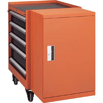 TWVE-BOX ツールワゴン用サイドボックス TRUSCO 棚板2枚付き オレンジ