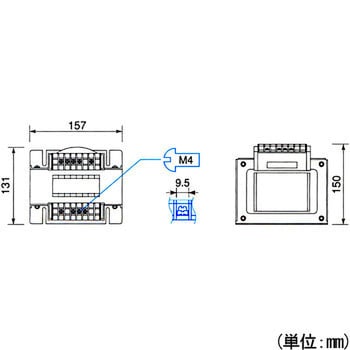 電源トランス 単相 複巻 200V → 100V