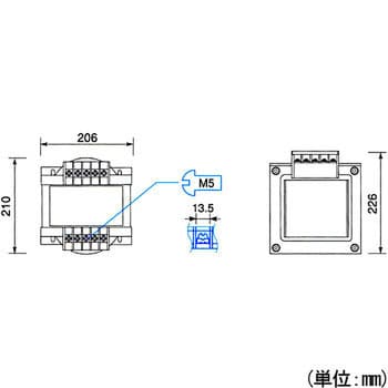 電源トランス 単相 複巻 200V → 100V