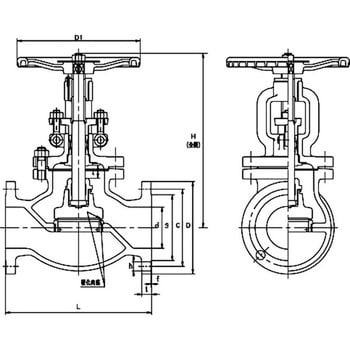 20SYBO-65A 20K ダクタイル鉄製グローブバルブ(フランジ形)(20SYBO