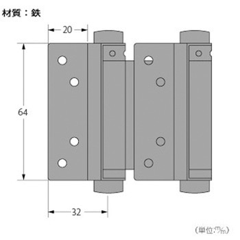 PEN 鉄 黒塗り自由蝶番(両開) ハイロジック
