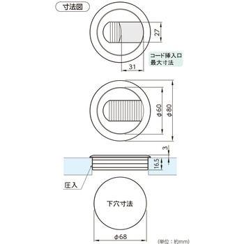 配線グロメット 木製用 ハイロジック