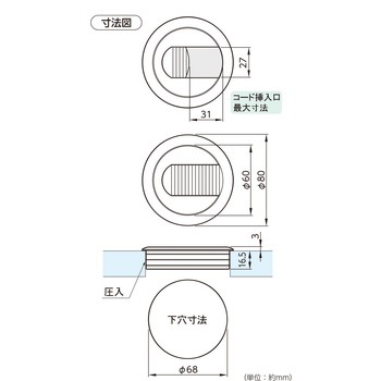 配線グロメット 木製用 ハイロジック