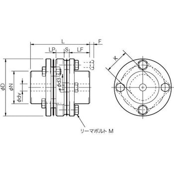 SFS-10W SFS サーボフレックスカップリング(ダブルエレメント・下穴品