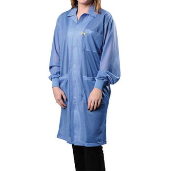 LABCOAT KNITTED CUFFS BLUE DESCO