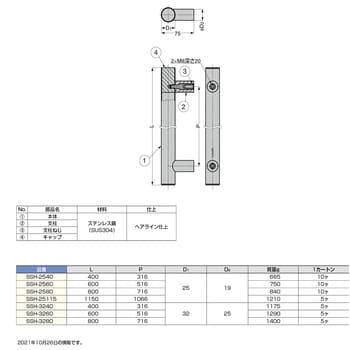 ステンレス鋼製ハンドル SSH型 スガツネ(LAMP) 取手・引手 【通販