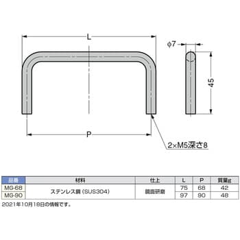 ステンレス鋼製ハンドル MG型 スガツネ(LAMP) 取手・引手 【通販