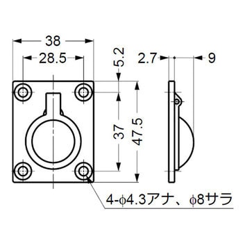 ステンレス鋼(SUS316相当品)製 埋込ハンドル 26900 LAMP(スガツネ)