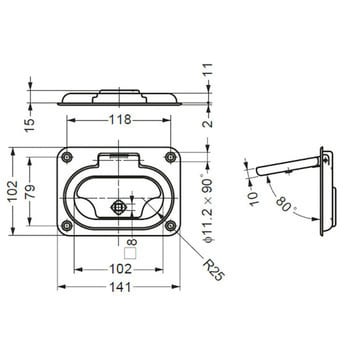 薄型掘込ハンドル 213-90型 スガツネ(LAMP) 埋込取手・掘込取手 【通販モノタロウ】