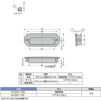 ステンレス鋼(SUS316相当品)製 埋込取手 HH-DS型 LAMP(スガツネ工業)