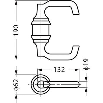 レバーハンドル HCSA138型(空錠) LAMP(スガツネ)
