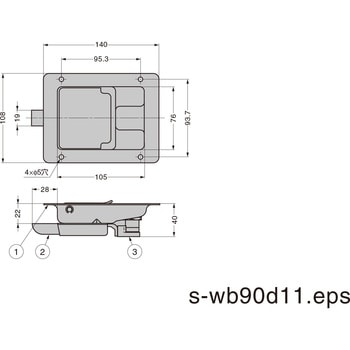 WB-900408 ステンレス鋼製 フラップラッチ WB-900408 1個 スガツネ