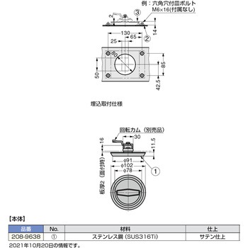 ステンレス鋼(SUS316Ti)製 平面ハンドル 208-9638 LAMP(スガツネ)