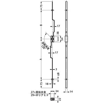 デュアルローラー付ロッドラッチ 208-91型 - LAMP(スガツネ工業)