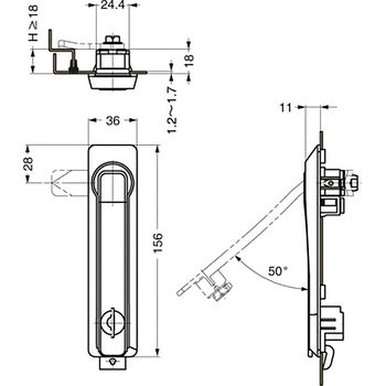 スイングハンドル 407-93型 LAMP(スガツネ工業)