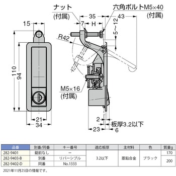 フラッシュ コンプレッションラッチ 282-94型 LAMP(スガツネ)