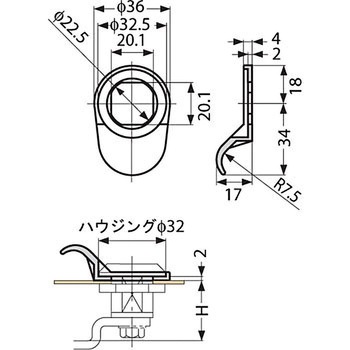 クォーターターン用指掛け 200-47型 LAMP(スガツネ)