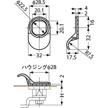 クォーターターン用指掛け 200-47型 LAMP(スガツネ)