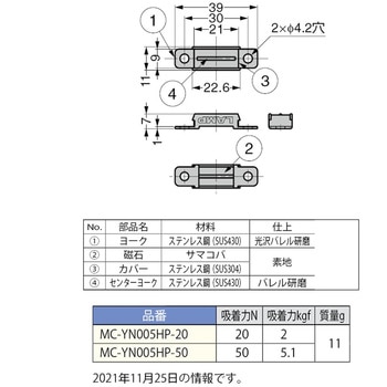 ステンレス鋼製耐熱マグネットキャッチ MC-YN-005HP型 LAMP(スガツネ)