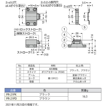 プッシュラッチ PR21P LAMP(スガツネ工業)