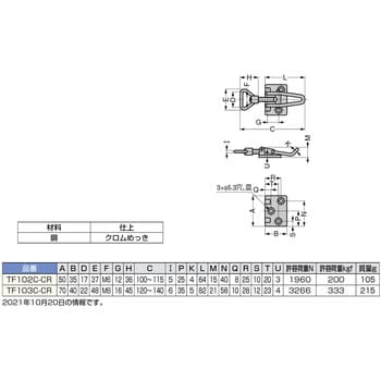 TF103C-CR ファスナー TF-103 スガツネ(LAMP) 掛代調節機能付 - 【通販