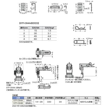 STF-C64A ステンレス鋼製コーナーファスナー STF-C64A ばね付 スガツネ