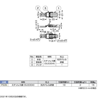 ステンレス鋼製小型ファスナー PS35 LAMP(スガツネ工業)
