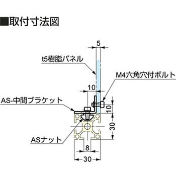 ステンレス鋼製 パネル固定中間ブラケット ASセット LAMP(スガツネ)