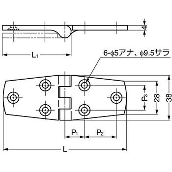 ステンレス鋼(SUS316相当品)製丁番 28000 LAMP(スガツネ工業)