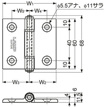 ステンレス鋼製丁番 AS-SUS型 LAMP(スガツネ)