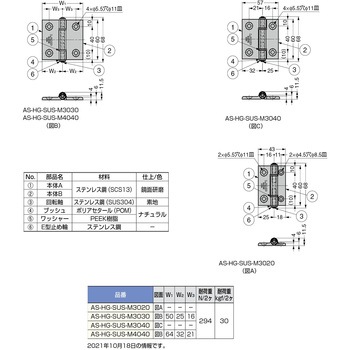 ステンレス鋼製丁番 AS-SUS型 LAMP(スガツネ)