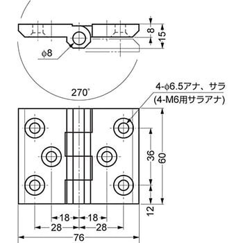 270°開き面付丁番 218-92型 スガツネ(LAMP) 平蝶番 【通販モノタロウ】