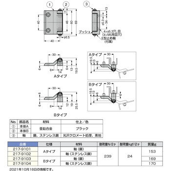 180°開き丁番 217-91型(Aタイプ) LAMP(スガツネ)