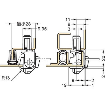180°開き抜き差し丁番 412-9101型 LAMP(スガツネ)