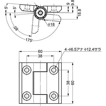 180°開きクリックヒンジ 218-9213 LAMP(スガツネ工業)