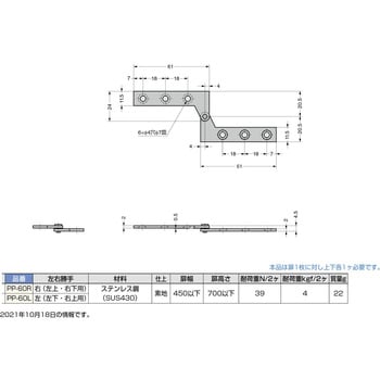 ステンレス鋼製 PPヒンジ PP-60