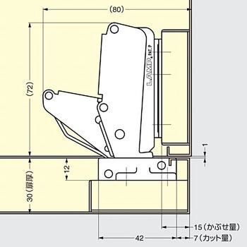 厚扉用面付スライド丁番 HT160V2 LAMP(スガツネ)