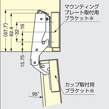 ワンタッチスライド丁番 H95TM型 本体 LAMP(スガツネ)