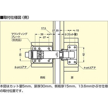 H95TSZ ワンタッチスライド丁番 H95TS型用 マウンティング