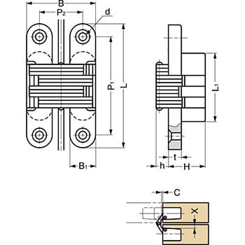 RS-216 重量用隠し丁番 RS型 1個 スガツネ(LAMP) 【通販サイトMonotaRO】